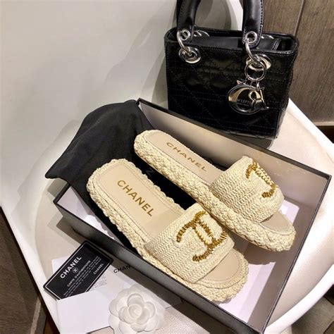 chanel beige slippers|chanel slippers price.